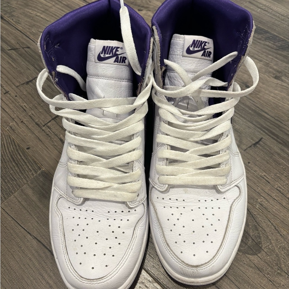 Nike Air High-Top Sneakers in White and Purple